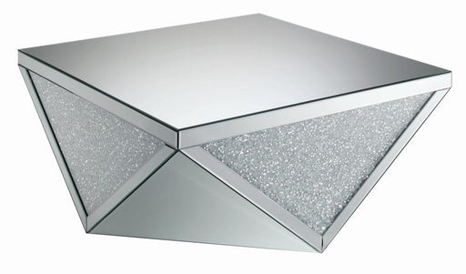 Amore Square Coffee Table with Triangle Detailing Silver and Clear Mirror - Premium Coffee Table from Coaster Z2 Standard - Just $738! Shop now at Furniture Wholesale Plus  We are the best furniture store in Nashville, Hendersonville, Goodlettsville, Madison, Antioch, Mount Juliet, Lebanon, Gallatin, Springfield, Murfreesboro, Franklin, Brentwood