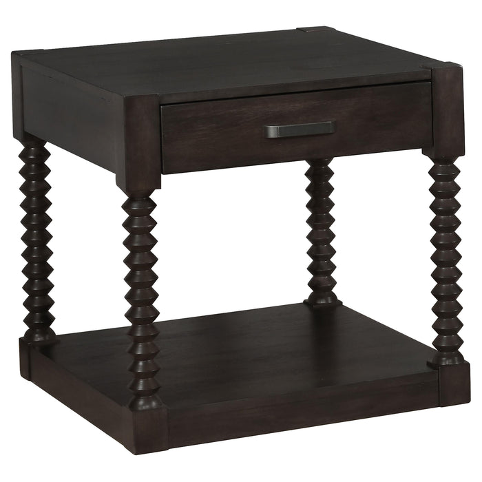 Meredith 1-drawer End Table Coffee Bean - Premium End Table from Coaster Z2 Standard - Just $318! Shop now at Furniture Wholesale Plus  We are the best furniture store in Nashville, Hendersonville, Goodlettsville, Madison, Antioch, Mount Juliet, Lebanon, Gallatin, Springfield, Murfreesboro, Franklin, Brentwood