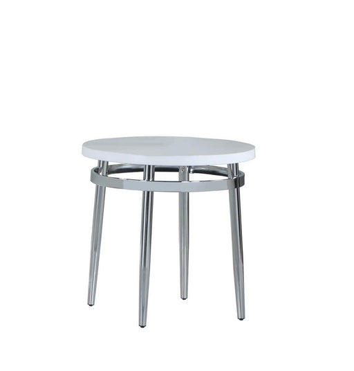 Avilla Round End Table White and Chrome - Premium End Table from Coaster Z2 Standard - Just $198! Shop now at Furniture Wholesale Plus  We are the best furniture store in Nashville, Hendersonville, Goodlettsville, Madison, Antioch, Mount Juliet, Lebanon, Gallatin, Springfield, Murfreesboro, Franklin, Brentwood