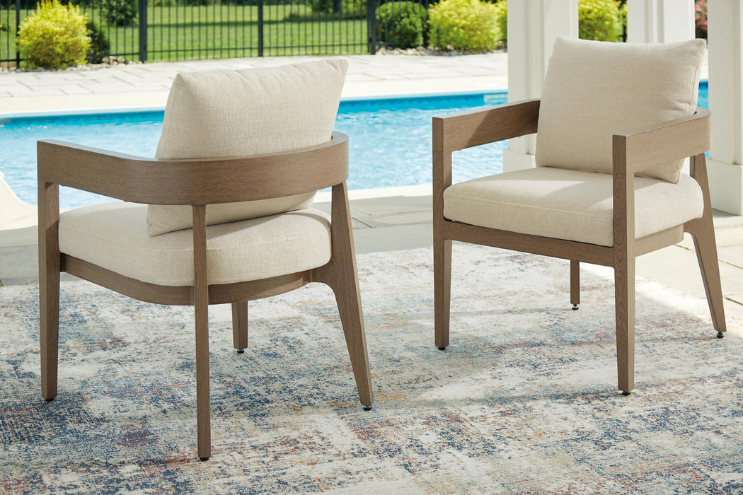 Serene Bay - Arm Chair With Cushion (Set of 2) - Dark Brown / White – Chair Sets by Signature Design by Ashley® at Furniture Wholesale Plus , Nashville furniture store