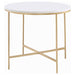 Ellison Round X-cross End Table White and Gold - Premium End Table from Coaster Z2 Standard - Just $270! Shop now at Furniture Wholesale Plus  We are the best furniture store in Nashville, Hendersonville, Goodlettsville, Madison, Antioch, Mount Juliet, Lebanon, Gallatin, Springfield, Murfreesboro, Franklin, Brentwood