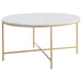 Ellison Round X-cross Coffee Table White and Gold - Premium Coffee Table from Coaster Z2 Standard - Just $498! Shop now at Furniture Wholesale Plus  We are the best furniture store in Nashville, Hendersonville, Goodlettsville, Madison, Antioch, Mount Juliet, Lebanon, Gallatin, Springfield, Murfreesboro, Franklin, Brentwood