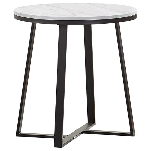 Hugo Metal Base Round End Table White and Matte Black - Premium End Table from Coaster Z2 Standard - Just $102! Shop now at Furniture Wholesale Plus  We are the best furniture store in Nashville, Hendersonville, Goodlettsville, Madison, Antioch, Mount Juliet, Lebanon, Gallatin, Springfield, Murfreesboro, Franklin, Brentwood