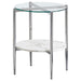 Cadee Round Glass Top End Table Clear and Chrome - Premium End Table from Coaster Z2 Standard - Just $110! Shop now at Furniture Wholesale Plus  We are the best furniture store in Nashville, Hendersonville, Goodlettsville, Madison, Antioch, Mount Juliet, Lebanon, Gallatin, Springfield, Murfreesboro, Franklin, Brentwood