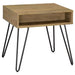 Fanning Square End Table with Open Compartment Golden Oak and Black - Premium End Table from Coaster Z2 Standard - Just $114! Shop now at Furniture Wholesale Plus  We are the best furniture store in Nashville, Hendersonville, Goodlettsville, Madison, Antioch, Mount Juliet, Lebanon, Gallatin, Springfield, Murfreesboro, Franklin, Brentwood