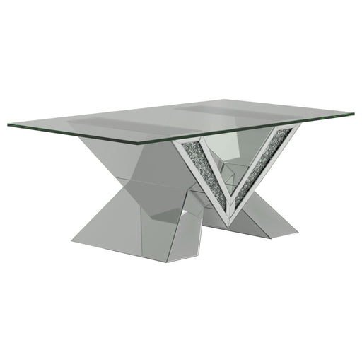 Taffeta V-shaped Coffee Table with Glass Top Silver - Premium Coffee Table from Coaster Z2 Standard - Just $598! Shop now at Furniture Wholesale Plus  We are the best furniture store in Nashville, Hendersonville, Goodlettsville, Madison, Antioch, Mount Juliet, Lebanon, Gallatin, Springfield, Murfreesboro, Franklin, Brentwood