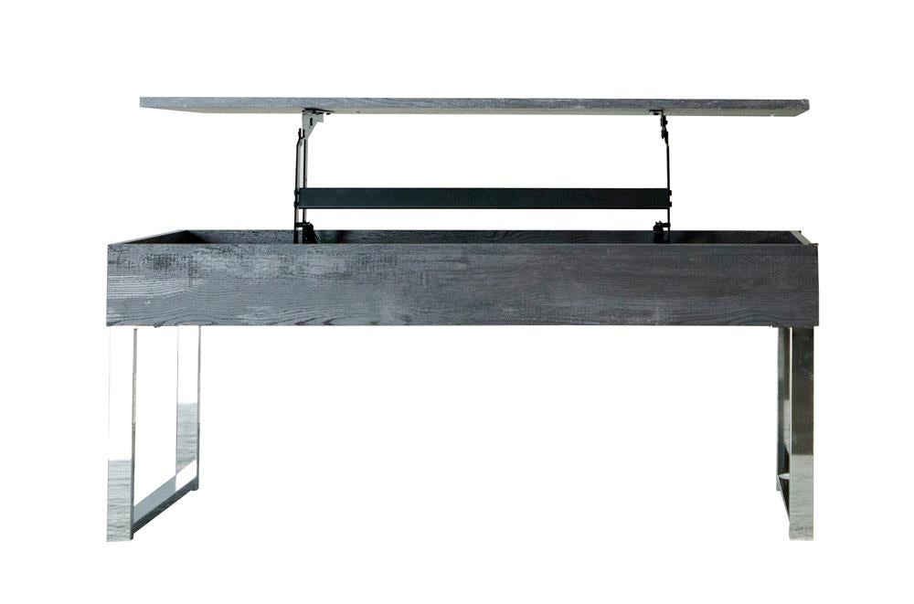 Baines Lift Top Storage Coffee Table Dark Charcoal and Chrome - Premium Coffee Table from Coaster Z2 Standard - Just $258! Shop now at Furniture Wholesale Plus  We are the best furniture store in Nashville, Hendersonville, Goodlettsville, Madison, Antioch, Mount Juliet, Lebanon, Gallatin, Springfield, Murfreesboro, Franklin, Brentwood