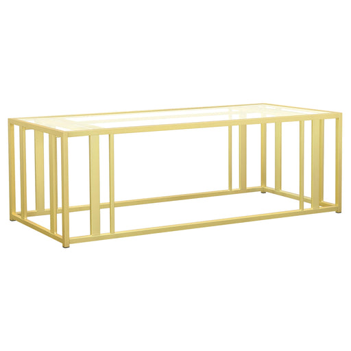 Adri Metal Frame Coffee Table Matte Brass - Premium Coffee Table from Coaster Z2 Standard - Just $258! Shop now at Furniture Wholesale Plus  We are the best furniture store in Nashville, Hendersonville, Goodlettsville, Madison, Antioch, Mount Juliet, Lebanon, Gallatin, Springfield, Murfreesboro, Franklin, Brentwood