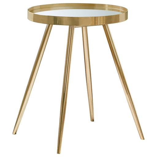 Kaelyn Round Mirror Top End Table Gold - Premium End Table from Coaster Z2 Standard - Just $130! Shop now at Furniture Wholesale Plus  We are the best furniture store in Nashville, Hendersonville, Goodlettsville, Madison, Antioch, Mount Juliet, Lebanon, Gallatin, Springfield, Murfreesboro, Franklin, Brentwood