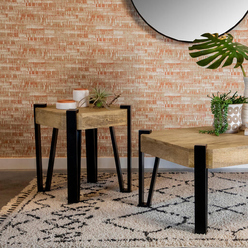 Winston Wooden Square Top End Table Natural and Matte Black - Premium End Table from Coaster Z2 Standard - Just $290! Shop now at Furniture Wholesale Plus  We are the best furniture store in Nashville, Hendersonville, Goodlettsville, Madison, Antioch, Mount Juliet, Lebanon, Gallatin, Springfield, Murfreesboro, Franklin, Brentwood