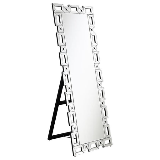 Tavin - Geometric Frame Standing Mirror - Silver - Premium Floor Mirrors from CoasterEssence - Just $469! Shop now at Furniture Wholesale Plus  We are the best furniture store in Nashville, Hendersonville, Goodlettsville, Madison, Antioch, Mount Juliet, Lebanon, Gallatin, Springfield, Murfreesboro, Franklin, Brentwood