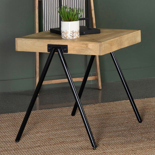 Avery Square End Table with Metal Legs Natural and Black - Premium End Table from Coaster Z2 Standard - Just $218! Shop now at Furniture Wholesale Plus  We are the best furniture store in Nashville, Hendersonville, Goodlettsville, Madison, Antioch, Mount Juliet, Lebanon, Gallatin, Springfield, Murfreesboro, Franklin, Brentwood