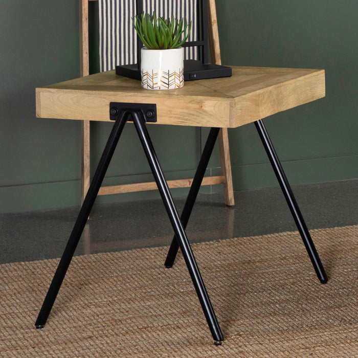 Avery Square End Table with Metal Legs Natural and Black - Premium End Table from Coaster Z2 Standard - Just $218! Shop now at Furniture Wholesale Plus  We are the best furniture store in Nashville, Hendersonville, Goodlettsville, Madison, Antioch, Mount Juliet, Lebanon, Gallatin, Springfield, Murfreesboro, Franklin, Brentwood