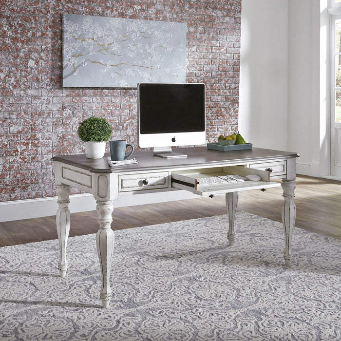 Magnolia Manor - 3 Piece Home Office Set (Desk & Hutch) - Antique White – 3 Piece Home Office Sets by Liberty Furniture at Furniture Wholesale Plus , Nashville furniture store