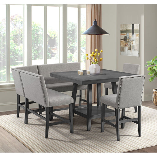 Seneca - Counter 3 Piece Corner Fabric Bench - Gray – 3 Piece Dining Room Sets by Elements International at Furniture Wholesale Plus , Nashville furniture store