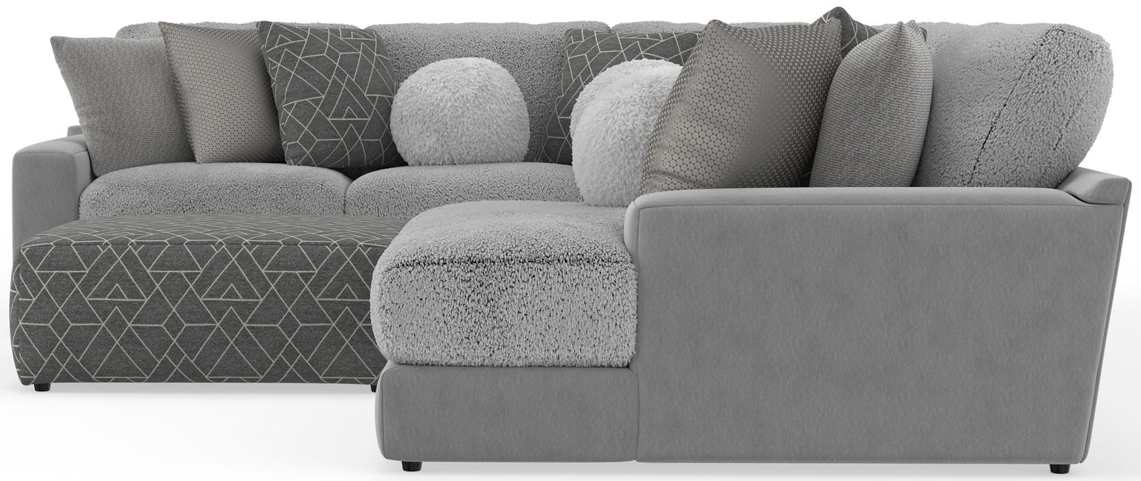 Canyon - 4 Piece Sectional With Cuddler Seat Cushions, Included Accent Pillows And Cocktail Ottoman (Right Side Facing Chaise) - Platinum – 2 Piece Living Room Sets by Jackson at Furniture Wholesale Plus , Nashville furniture store