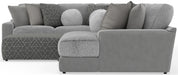 Canyon - 4 Piece Sectional With Cuddler Seat Cushions, Included Accent Pillows And Cocktail Ottoman (Right Side Facing Chaise) - Platinum – 2 Piece Living Room Sets by Jackson at Furniture Wholesale Plus , Nashville furniture store