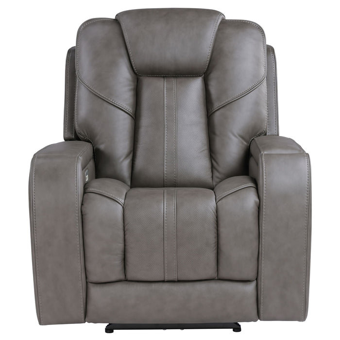 Daniel - Triple Power Leather Theat Recliner - Gray – Reclining Chairs by Steve Silver Furniture at Furniture Wholesale Plus , Nashville furniture store