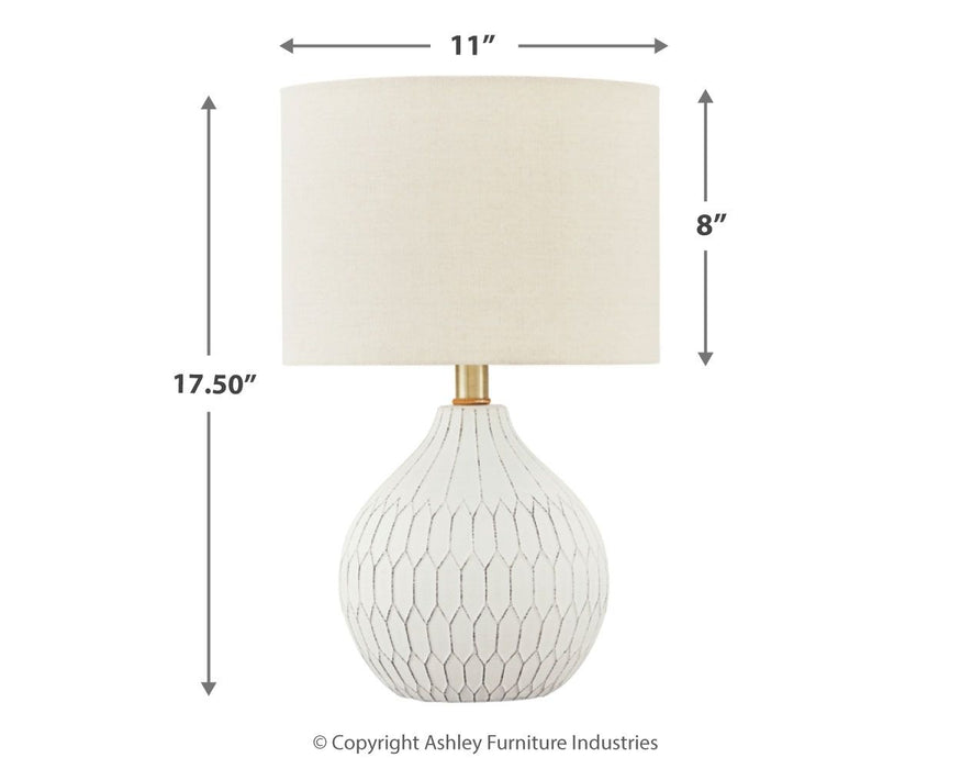 Wardmont - Ceramic Table Lamp  - White – Table Lamps by Signature Design by Ashley® at Furniture Wholesale Plus , Nashville furniture store