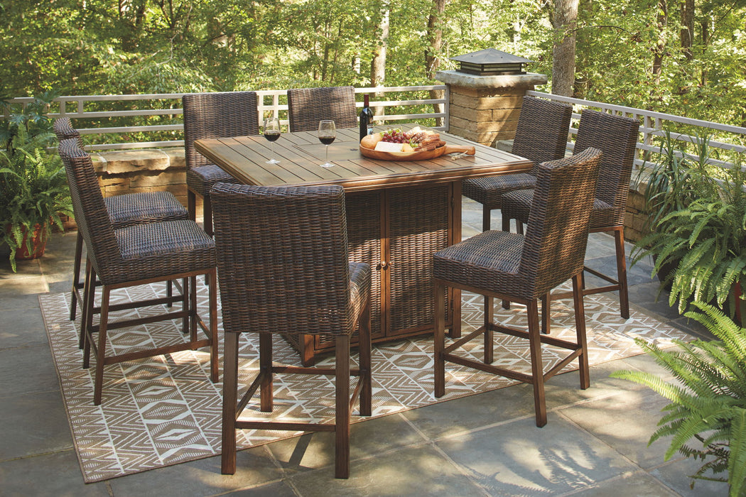 Paradise Trail - Outdoor Fire Pit Table Set – 7 Piece Outdoor Sets by Signature Design by Ashley® at Furniture Wholesale Plus , Nashville furniture store
