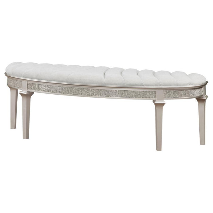 Evangeline - Curved Fabric Upholstered Bench - Silver Oak – Upholstered Benches by Coaster Fine Furniture at Furniture Wholesale Plus , Nashville furniture store