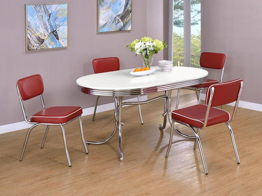 Retro - Oval Dining Table Set - Premium 5 Piece Dining Room Sets from CoasterEveryday - Just $839! Shop now at Furniture Wholesale Plus  We are the best furniture store in Nashville, Hendersonville, Goodlettsville, Madison, Antioch, Mount Juliet, Lebanon, Gallatin, Springfield, Murfreesboro, Franklin, Brentwood