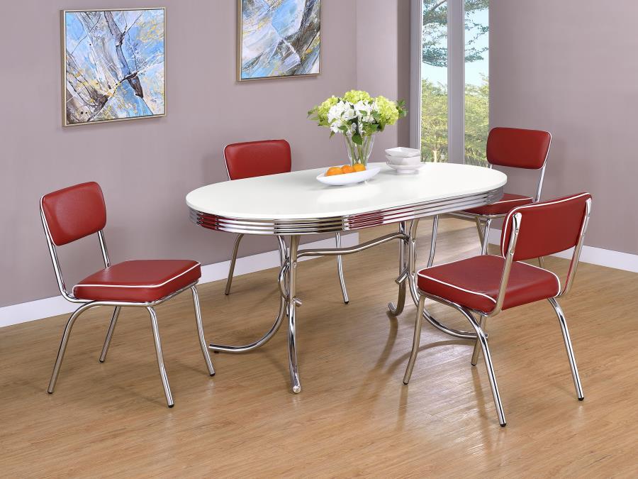 Retro - Oval Dining Table Set - Premium 5 Piece Dining Room Sets from CoasterEveryday - Just $839! Shop now at Furniture Wholesale Plus  We are the best furniture store in Nashville, Hendersonville, Goodlettsville, Madison, Antioch, Mount Juliet, Lebanon, Gallatin, Springfield, Murfreesboro, Franklin, Brentwood