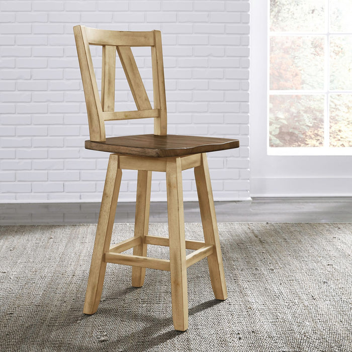 Lindsey Farm - Counter Height Swivel Chair - Natural & Brown – Swivel Chairs by Liberty Furniture at Furniture Wholesale Plus , Nashville furniture store