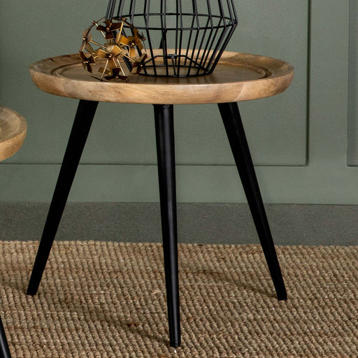 Zoe Round End Table with Trio Legs Natural and Black - Premium End Table from Coaster Z2 Standard - Just $178! Shop now at Furniture Wholesale Plus  We are the best furniture store in Nashville, Hendersonville, Goodlettsville, Madison, Antioch, Mount Juliet, Lebanon, Gallatin, Springfield, Murfreesboro, Franklin, Brentwood