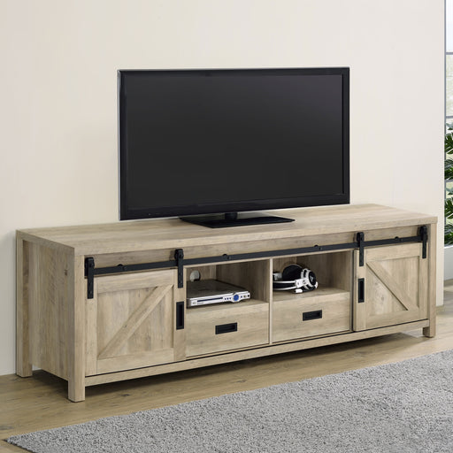 Madra Rectangular TV Console with 2 Sliding Doors - Premium TV Stand from Coaster Z2 Standard - Just $418! Shop now at Furniture Wholesale Plus  We are the best furniture store in Nashville, Hendersonville, Goodlettsville, Madison, Antioch, Mount Juliet, Lebanon, Gallatin, Springfield, Murfreesboro, Franklin, Brentwood