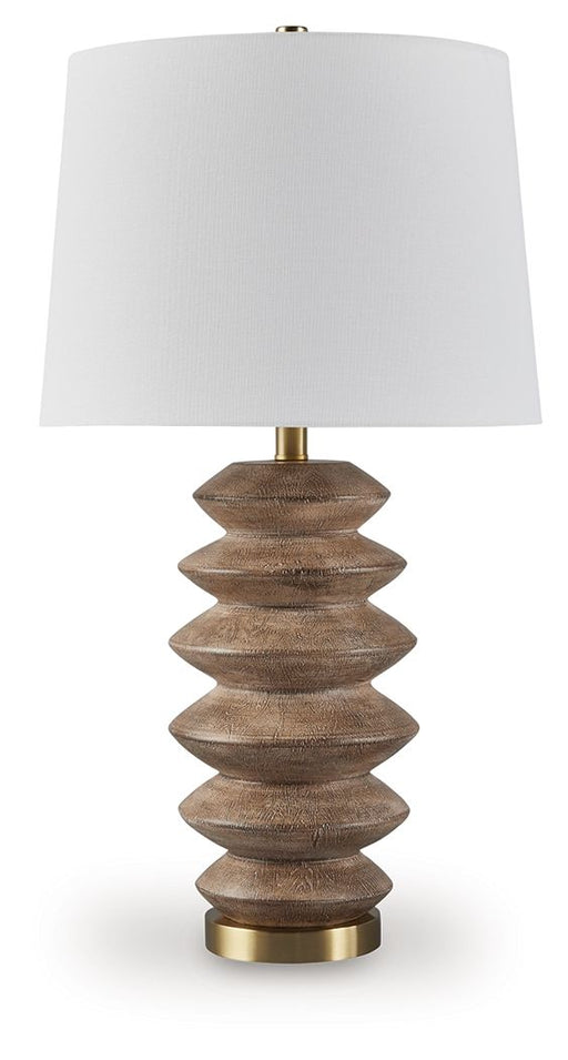 Jyllyard - Brown / Gold Finish - Poly Table Lamp - Premium Table Lamps from Signature Design by Ashley® - Just $88! Shop now at Furniture Wholesale Plus  We are the best furniture store in Nashville, Hendersonville, Goodlettsville, Madison, Antioch, Mount Juliet, Lebanon, Gallatin, Springfield, Murfreesboro, Franklin, Brentwood