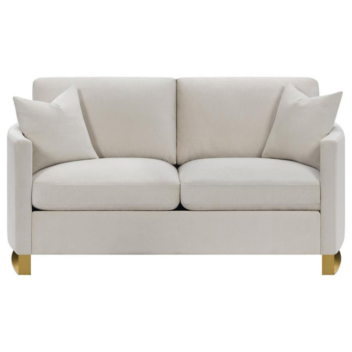 Corliss - Upholstered Arched Arm Loveseat – Stationary Loveseats by CoasterElevations at Furniture Wholesale Plus , Nashville furniture store