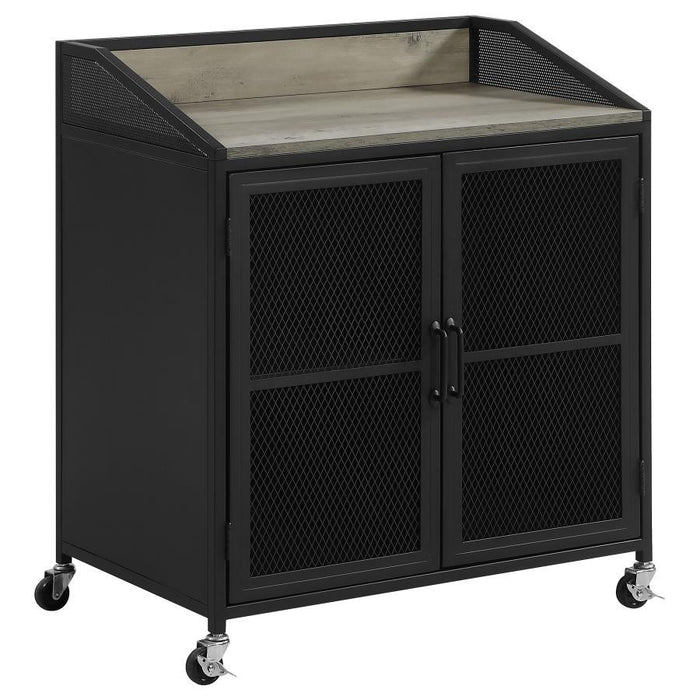 Arlette - 2 Door Mobile Home Bar Wine Cabinet - Sandy Black – Wine Cabinets by CoasterEveryday at Furniture Wholesale Plus , Nashville furniture store