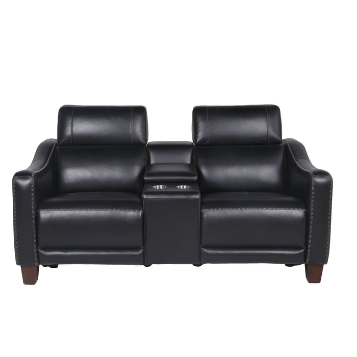 Giorno - Dual Power Console Loveseat - Black – Reclining Loveseats by Steve Silver Furniture at Furniture Wholesale Plus , Nashville furniture store