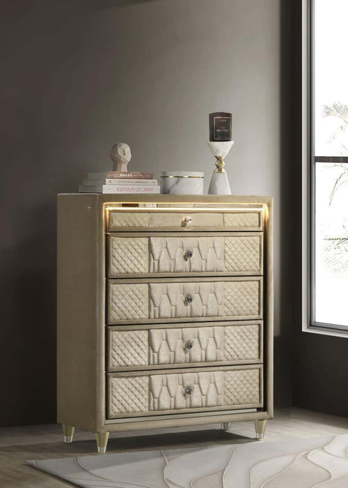 Lorient - 5-Drawer LED Chest Of Drawers - Ivory And Camel – Accent Chests by Coaster Fine Furniture at Furniture Wholesale Plus , Nashville furniture store