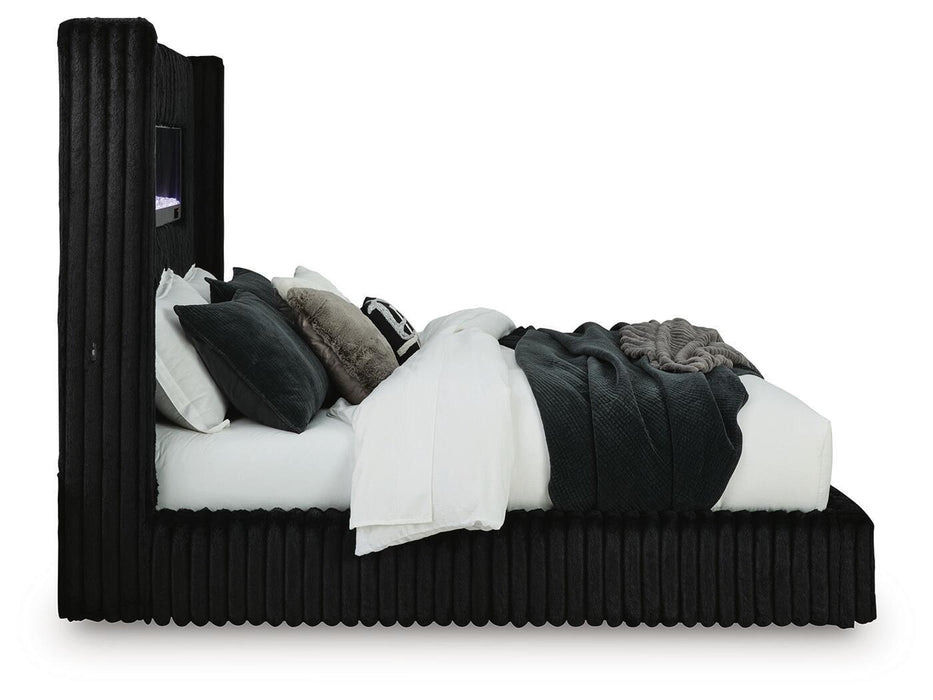Tayleena - Upholstered Bed With Fireplace And Wireless Audio – Upholstered Beds by Signature Design by Ashley® at Furniture Wholesale Plus , Nashville furniture store