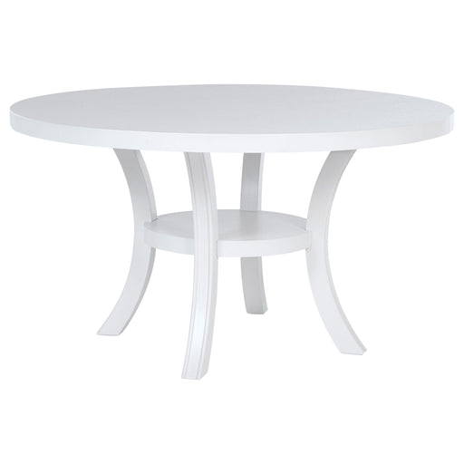 Judd - Round Dining Wood Table With Shelf - Pearl White - Premium Dining Tables from Coaster Fine Furniture - Just $649! Shop now at Furniture Wholesale Plus  We are the best furniture store in Nashville, Hendersonville, Goodlettsville, Madison, Antioch, Mount Juliet, Lebanon, Gallatin, Springfield, Murfreesboro, Franklin, Brentwood