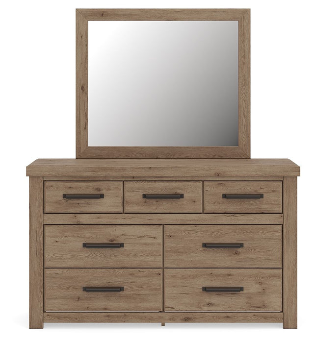 Oliandon - 3 Pc. - Queen Panel Storage Bed, Dresser And Mirror - Light Brown – 3 Piece Bedroom Sets by Signature Design by Ashley® at Furniture Wholesale Plus , Nashville furniture store