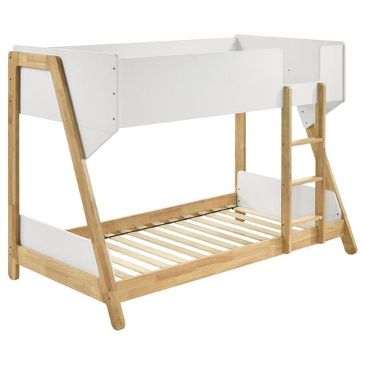 Wyatt - Wood Twin Over Twin Bunk Bed - White And Natural – Bunk Beds by Coaster Fine Furniture at Furniture Wholesale Plus , Nashville furniture store