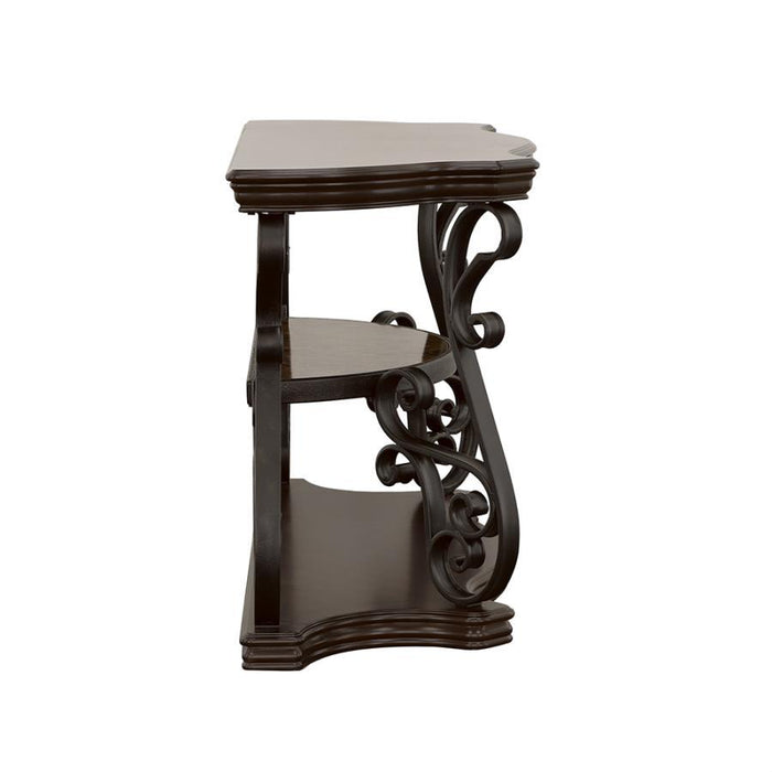 Laney - Scrollwork Entryway Sofa Console Table - Deep Merlot – Console Tables by CoasterEssence at Furniture Wholesale Plus , Nashville furniture store