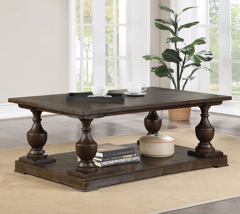 Walden Rectangular Coffee Table with Turned Legs and Floor Shelf Coffee - Premium Coffee Table from Coaster Z2 Standard - Just $478! Shop now at Furniture Wholesale Plus  We are the best furniture store in Nashville, Hendersonville, Goodlettsville, Madison, Antioch, Mount Juliet, Lebanon, Gallatin, Springfield, Murfreesboro, Franklin, Brentwood