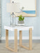 Pala Rectangular End Table with Sled Base White High Gloss and Natural - Premium End Table from Coaster Z2 Standard - Just $98! Shop now at Furniture Wholesale Plus  We are the best furniture store in Nashville, Hendersonville, Goodlettsville, Madison, Antioch, Mount Juliet, Lebanon, Gallatin, Springfield, Murfreesboro, Franklin, Brentwood