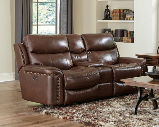 Ceretti - Power Reclining Console Loveseat - Brown Top Grain Italian Leather Match – Reclining Loveseats by Catnapper at Furniture Wholesale Plus , Nashville furniture store