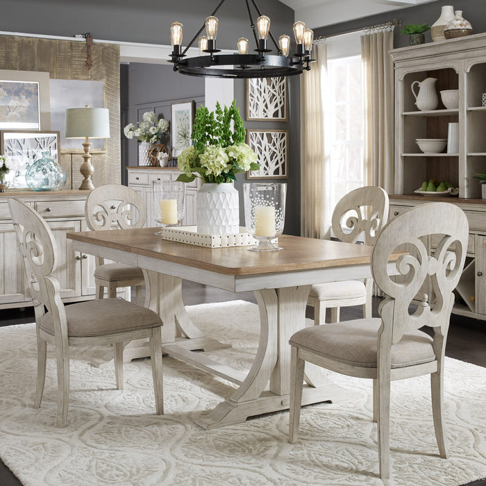 Farmhouse Reimagined - Trestle Table Set – 5 Piece Dining Room Sets by Liberty Furniture at Furniture Wholesale Plus , Nashville furniture store