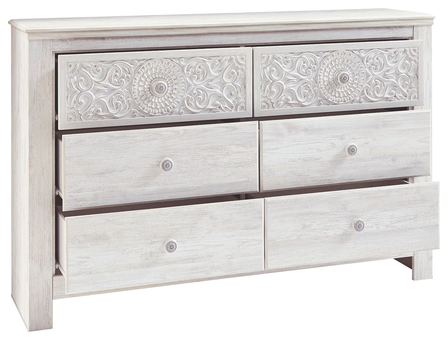 Paxberry - Six Drawer Dresser - Medallion Drawer Pulls - Whitewash – Dressers by Signature Design by Ashley® at Furniture Wholesale Plus , Nashville furniture store