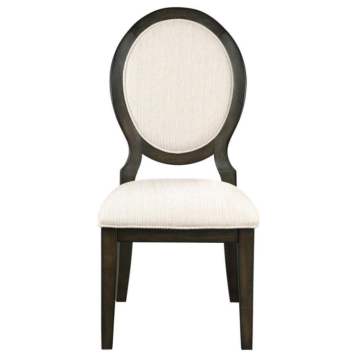 Twyla - Oval Back Dining Side Chair (Set of 2) - Dark Cocoa – Chair Sets by CoasterEssence at Furniture Wholesale Plus , Nashville furniture store