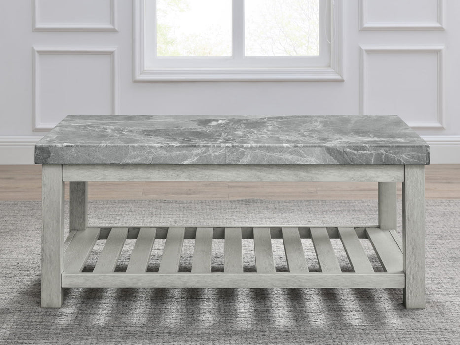Canova - Gray Marble Top Coffee Table - White – Coffee Tables by Steve Silver Furniture at Furniture Wholesale Plus , Nashville furniture store