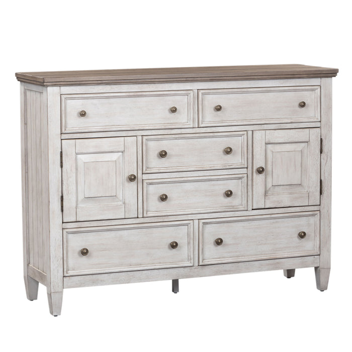 Heartland - 2 Door 6 Drawer Chesser - Antique White / Tobacco Tops – Dressers by Liberty Furniture at Furniture Wholesale Plus , Nashville furniture store