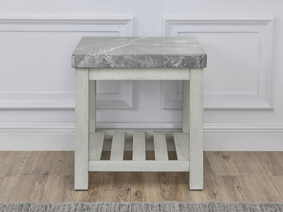 Canova - Gray Marble Top End Table - White – End Tables by Steve Silver Furniture at Furniture Wholesale Plus , Nashville furniture store