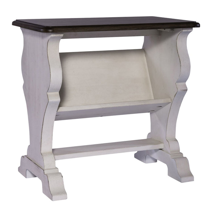 Abbey Road - Library Chair Side Table - Porcelain White / Churchill Brown – Chair Side Tables by Liberty Furniture at Furniture Wholesale Plus , Nashville furniture store